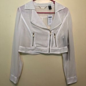 Chico's black label mesh moto jacket size 00, nwt